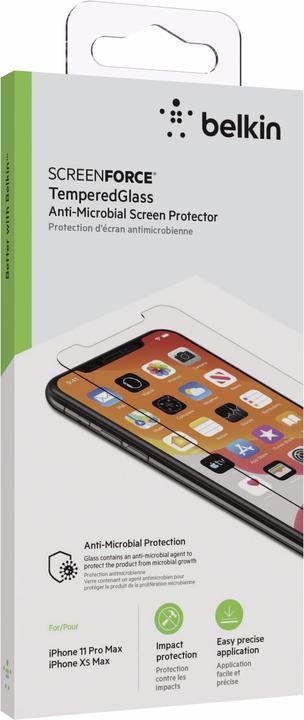 Actual product image Belkin ScreenForce TemperedGlass antimik. iPhone 11Pro Max/Xs Max (1 Piece, Apple iPhone 11 Pro Max, Apple iPhone XS Max)
