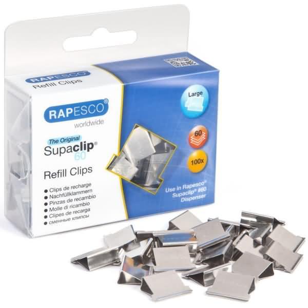 Produktbild Rapesco Dokumentenclips Supaclip 60, Edelstahl, 100 Stck (1 x)
