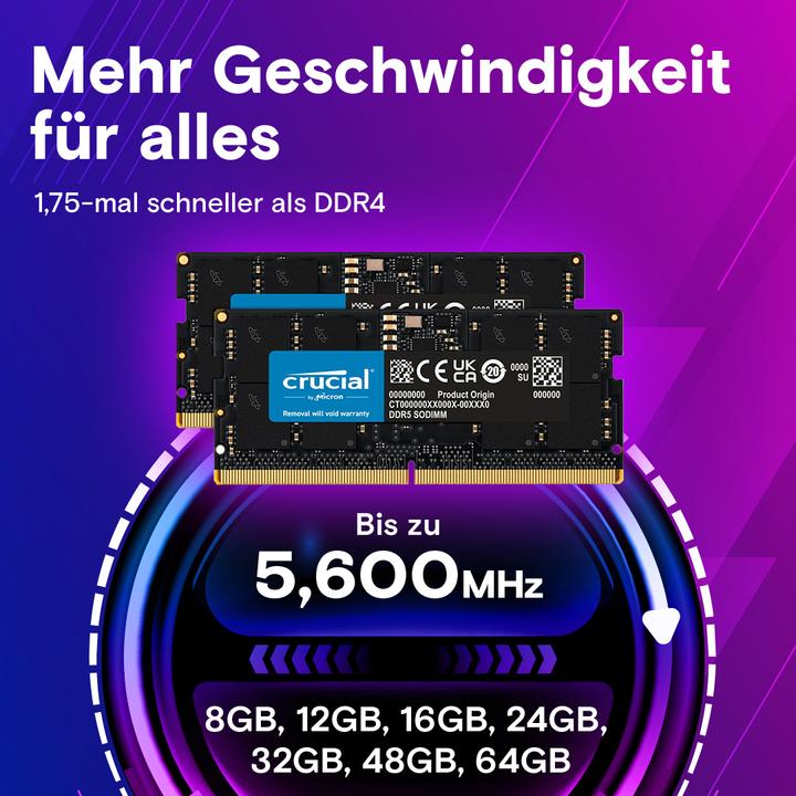 Actual product image Crucial SORAM D5 5600 64GB CL46 (1 x 64GB, 5600 MHz, DDR5 RAM, SO-DIMM)
