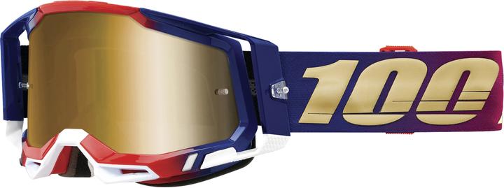 Produktbild 100% Racecraft 2 Goggle United - True Gold Mirror (Blau, Red, True Gold Mirror)