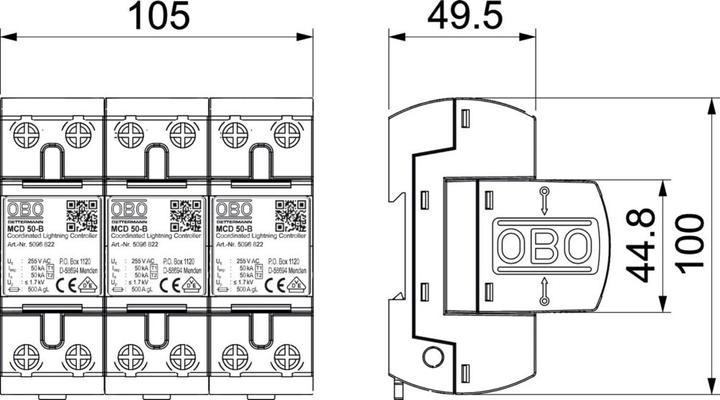 Immagine prodotto OBO Bettermann OBO Vertr set di scaricatori di sovratensione di rete 255V