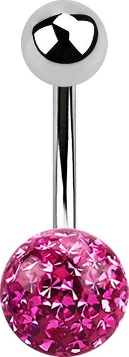 Produktbild Star Piercing Banane silber mit Kugel und Kristall Kugel pink Epoxy Schutzschicht (Chirurgenstahl 316L, ohne Messing)