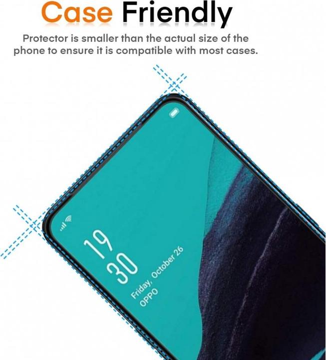 Produktbild Screenguard Oppo Reno2 Full Screen Panzerglas Schutzfolie 2.5D 9H (1 Stück, Oppo Reno 2)