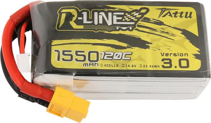 Actual product image Tattu RC Battery LiPo 1550 mAh 14.8 V 120C R-Line V3.0 (14.80 V, 1550 mAh)