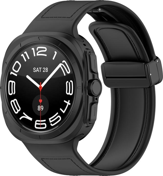 Techsuit - Watchband (W056) - Samsung Galaxy Watch Ultra 47mm - Black (Silikon, Polyurethan Leder)