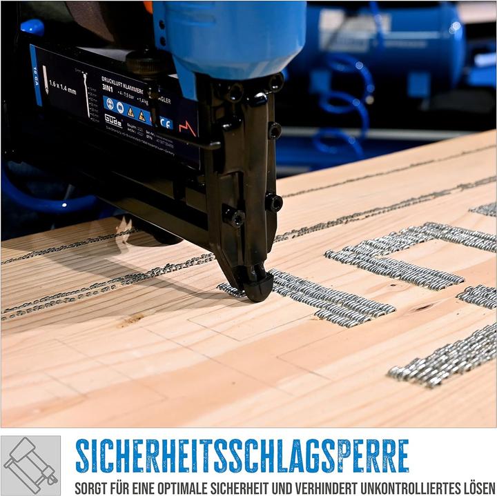 Productafbeelding Güde Perslucht nietmachine / spijkermachine 3 in 1 20 - 40 mm 4 - 7,5 bar + 800 st. spijker / nietenset +