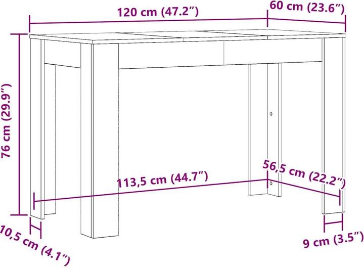 Actual product image VidaXL Esstisch Altholz-Optik 120x60x76 cm Holzwerkstoff (120 x 60 x 76 cm)