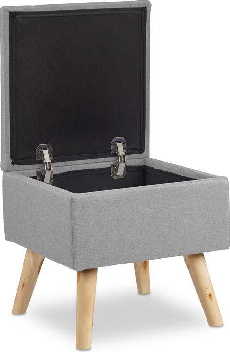 Actual product image Relaxdays Storage Ottoman, Faux Linen Cover