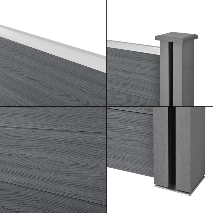 Immagine prodotto neu.holz Recinzione da giardino in WPC 165x162 cm con paletti Paravento Privacy
