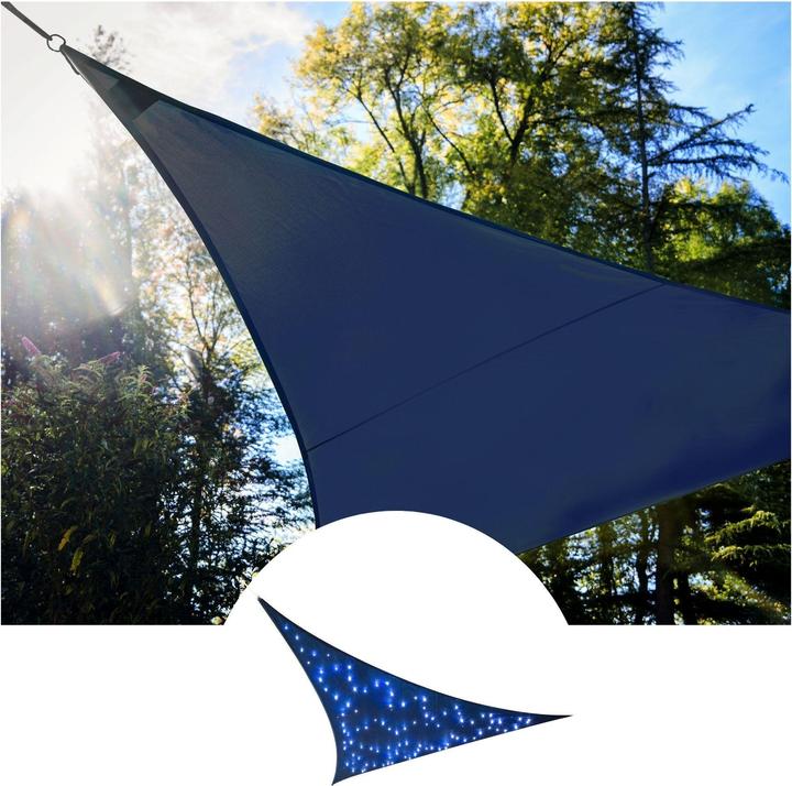 Perel Telo parasole con cielo stellato a LED - TRIANGOLARE - 3,6 x 3,6 x 3,6 m - BLU SCURO (3,6 x 3,6 x 3,6 m)