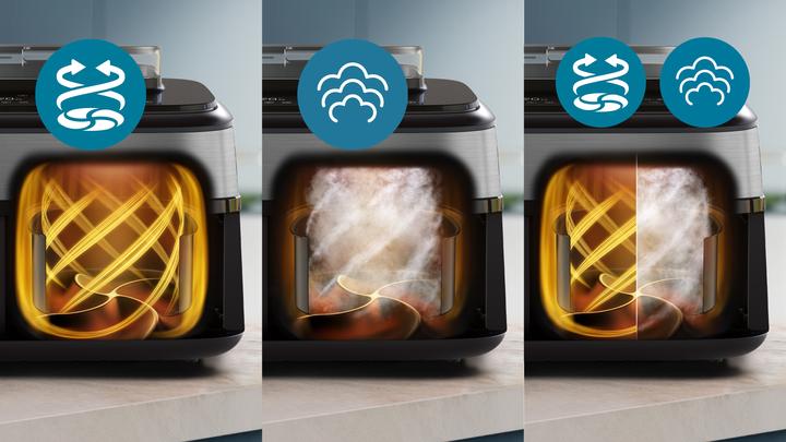Produktbild Philips Steam Airfryer Dual Basket NA555/09