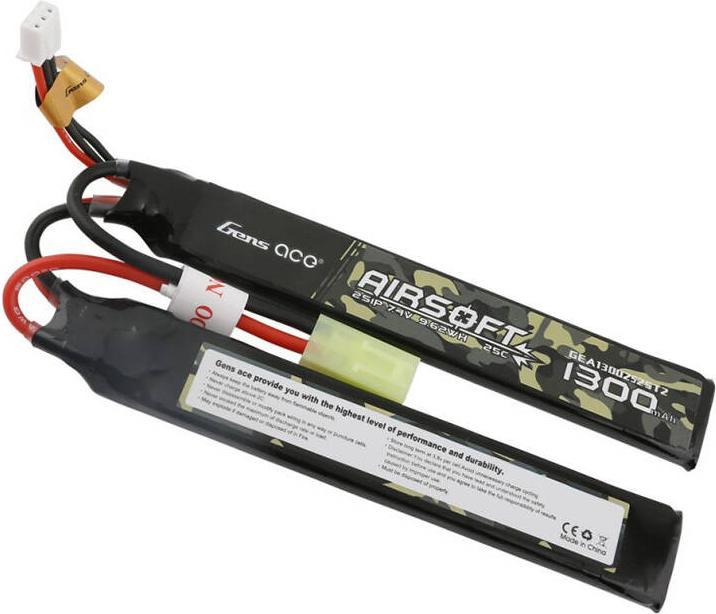 Image du produit Gens Ace 25C 1300mAh 2S1P 7.4V Saddle Airsoft Gun Lipo Battery with mini Tamiya Plug (7.40 V, 1300 mAh)