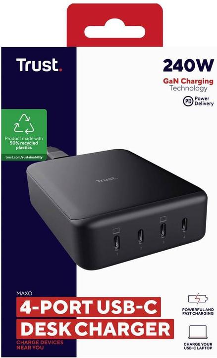Immagine prodotto Trust Caricabatterie da tavolo MAXO 240W 4-PORT USB-C (240 W)