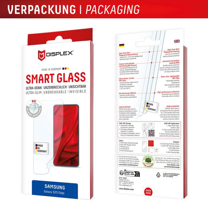 Actual product image Displex Smart Glass, Displayschutzfolie (1 Piece, Samsung Galaxy S25 Edge)