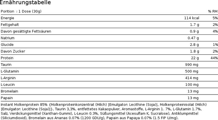 Nährwerte und Zutaten Scitec 100% Whey Protein Professional (Vanille, 1 Stk., 2350 g)