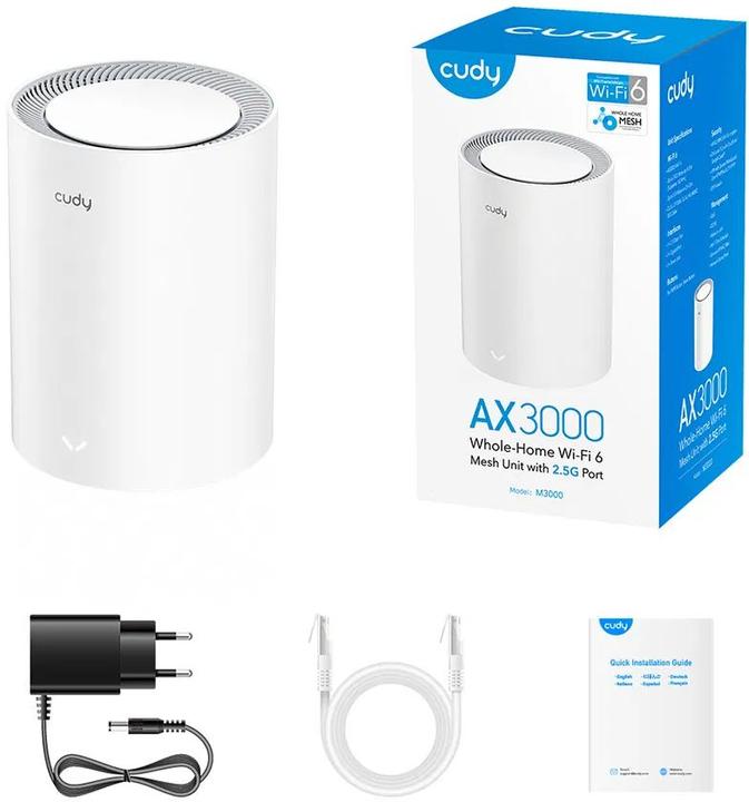 Actual product image Cudy M3000 AX3000 Wi-Fi 6 Mesh 2.5G 1-pack (2402 Mbit/s)