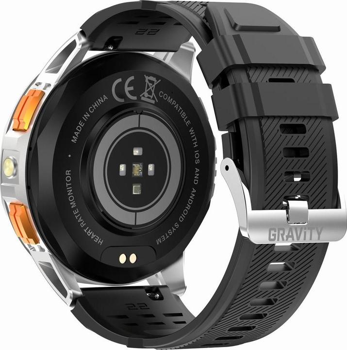 Image du produit Gravity GPS GT24-4 Herren-Smartwatch, schwarzes Silikonarmband + orangefarbenes Silikonarmband