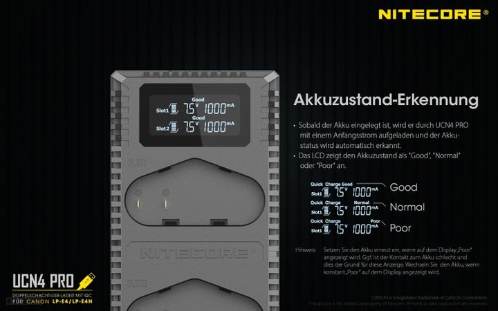 Produktbild Nitecore UCN4 PRO - für Canon Cameras (Kamera Akku Ladegerät)