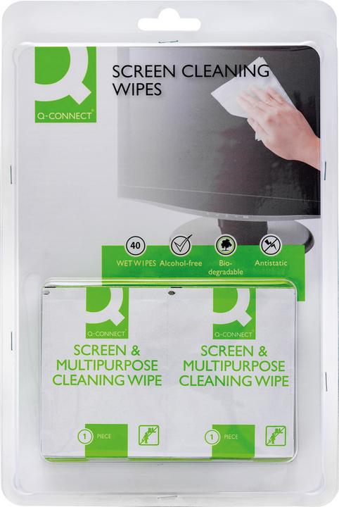 Produktbild Q-Connect Bildschirm Reinigungstücher einzeln verpackt (40 x)