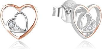 Actual product image Beneto Romantic bicolour heart earrings AGUP2688-RHR (L)