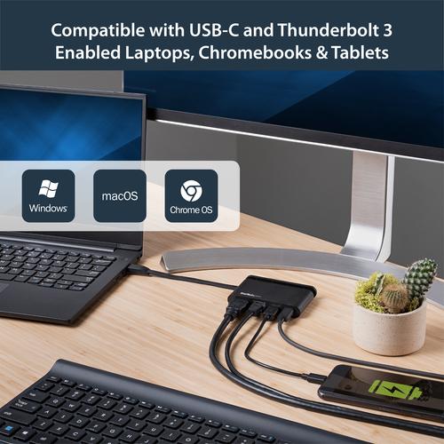 Immagine prodotto StarTech Adattatore USB C Multiport con HDMI - 4K - Mac / Windows - 1xA + 1xC - 100W PD 3.0 - GbE (USB-C, 3 Porti)