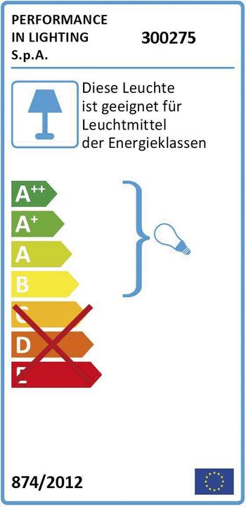Energie-Label PiL Prisma 300275 Wandleuchte IP44 A 1 x 60W E27, schwarz (E27, IP44)