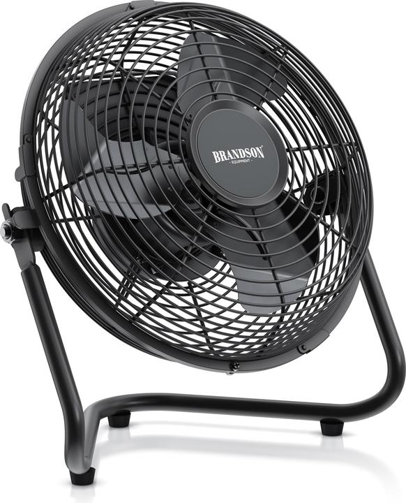 Brandson Windmaschine 23,5cm Ø, Bodenventilator, Metall, neigbarerer Ventilator-Kopf, Lüfter, schwarz (55 dB)