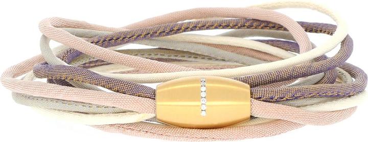 Image du produit Xen Bracelet en soie marron/crème/vert avec 7 brillants Fermeture magnétique (65 cm, Acier inoxydable)