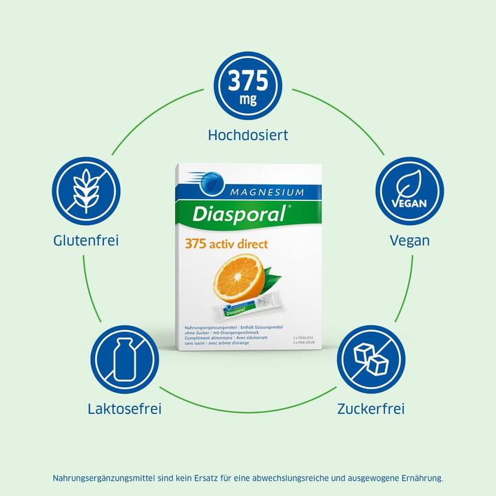 Produktbild magnesium diasporal 375 activ direct (20 Stück, Beutel, 64 g)
