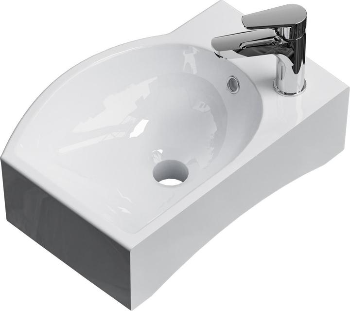 Produktbild Emke Wandwaschbecken 405 x 280 x 140 mm, Rechteckig, Keramik, Rechtes Hahnloch, Strahlend weiss (280 mm, 405 mm)