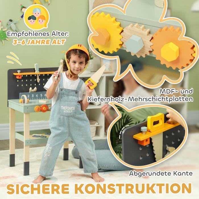 Immagine prodotto Swisshandel24 Kinder Werkbank mit Werkzeug und Zubehör, Werkzeugbank für Kinder 3-6 Jahre