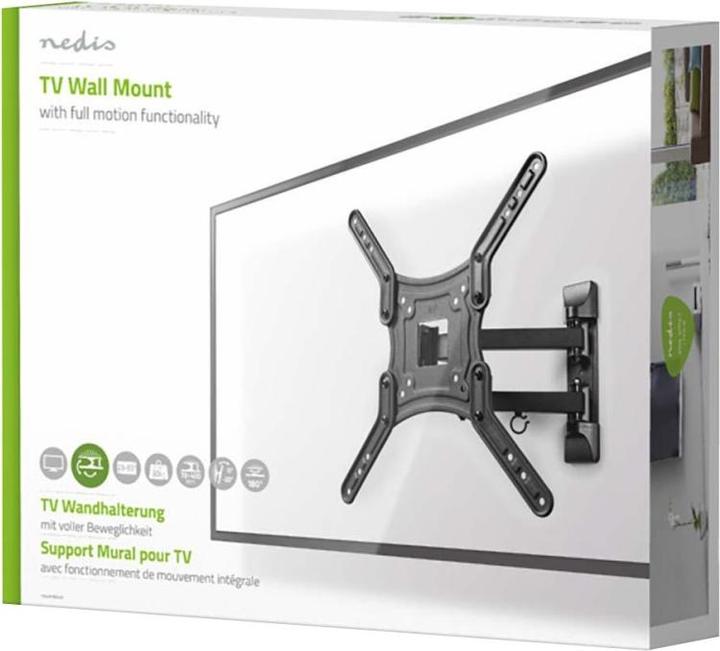 Produktbild Nedis Vollbewegliche TV-Wandhalterung - 23 - 55" - Max. 30 kg - 3 Drehpunkte - Drehwinkel: 180 ° - (Wand, 55", 30 kg)