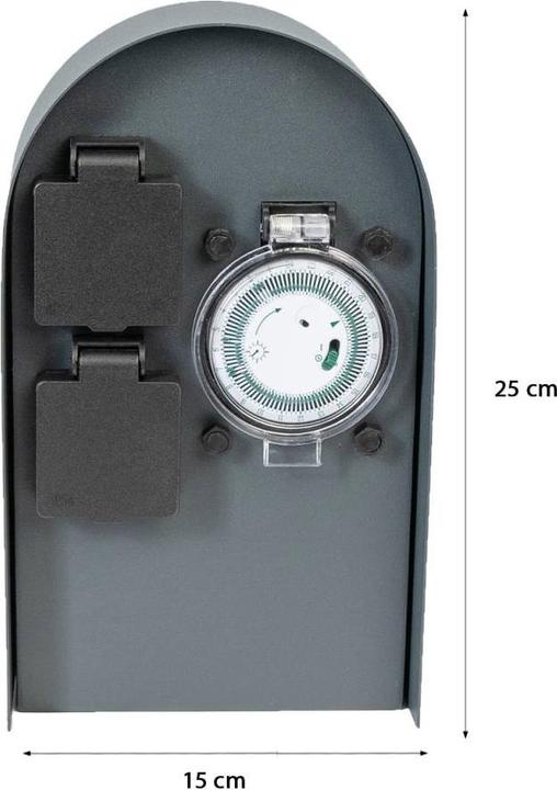 Image du produit Grafner Colonne de prises en acier inoxydable avec minuterie 2 prises extérieures Anthracite Prise de jardin