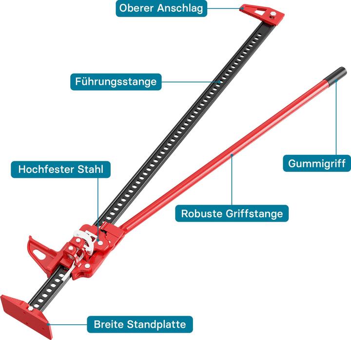 Produktbild Wiltec Farm Jack Wagenheber 150cm 60" 3000kg Offroad Geländewagen Stockwinde ATV Heber