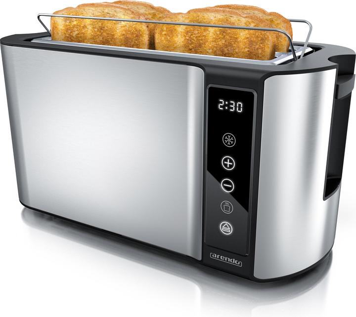 Produktbild Arendo Toaster Edelstahl 4 Scheiben Langschlitz, Touchpannel, Brötchenaufsatz, Display mit Restzeitanzeige