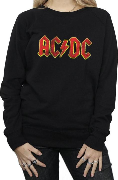 Immagine prodotto AC/DC Felpa da donna/donna in cotone con logo distressed (XXL)