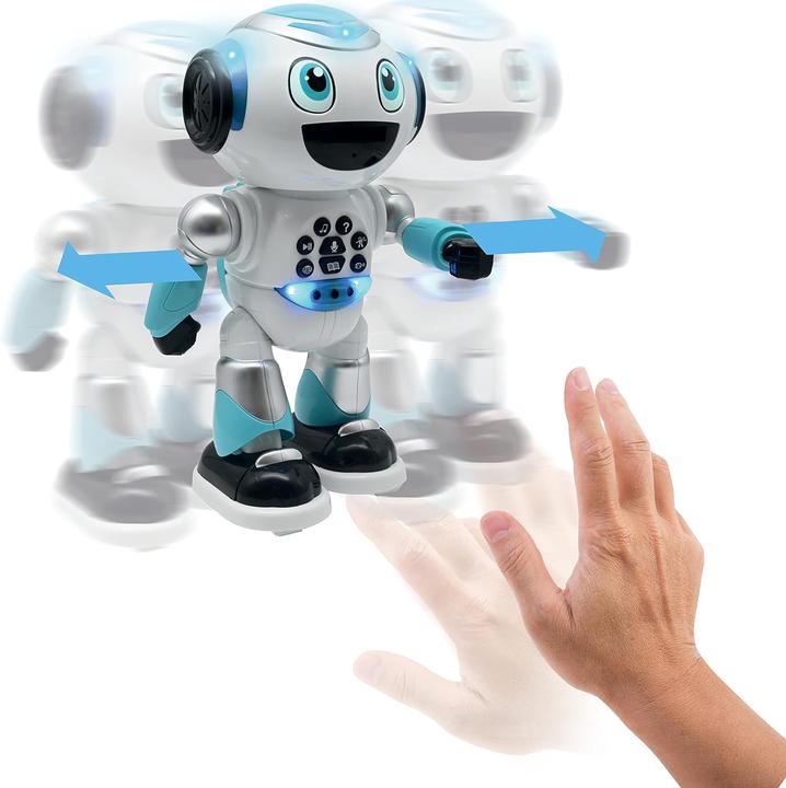 Actual product image Lexibook POWERMAN ADVANCED Talking learning robot, history generator, shoots discs, remote control EN (German)