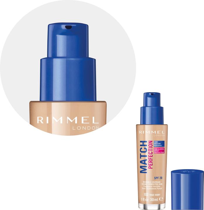 Actual product image Rimmel London Match Perfection SPF20 (103 True Ivory)
