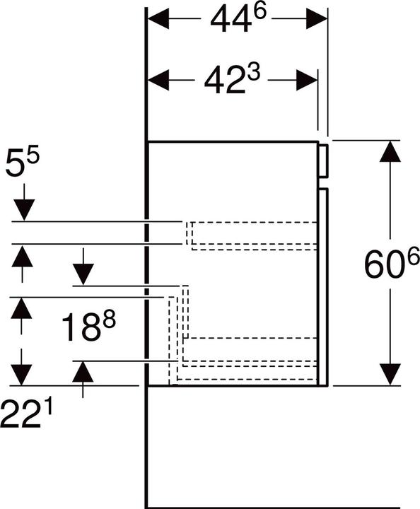 Immagine prodotto Geberit Mobiletto per lavabo Renova Plan, con 1 cassetto, 83,2x60,6x44,6cm, 501910 (83 x 44,5 x 60,5 cm)