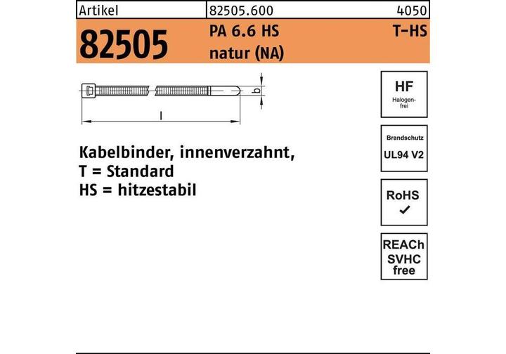 Produktbild HellermannTyton Kabelbinder 151x4,8mm (Kunststoffkabelbinder, 150 mm, 100 Stk.)