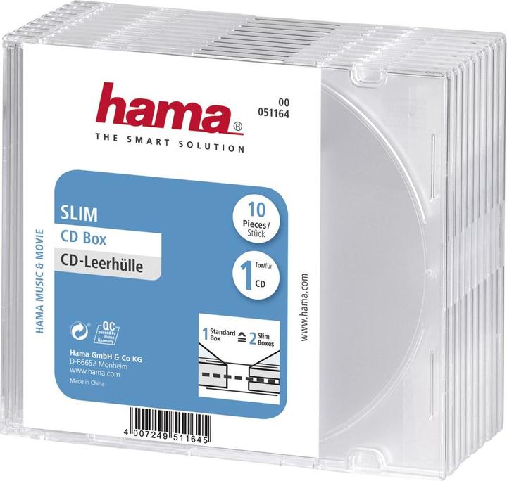 Actual product image Hama CD Blank Sleeve Slim, 10-Pack, Trans