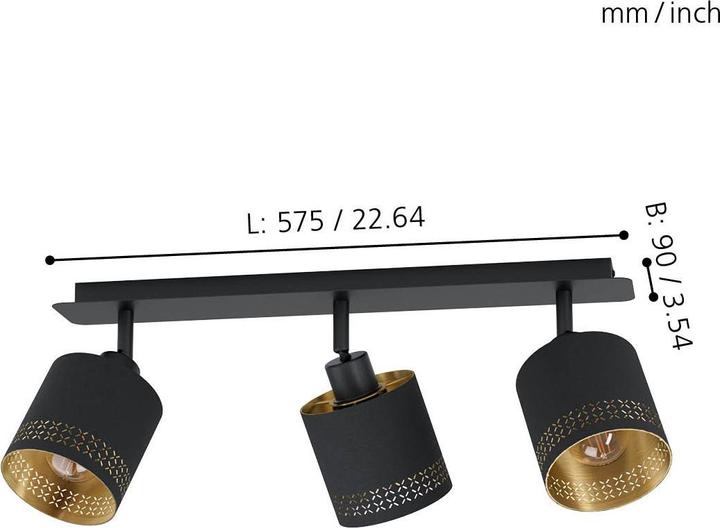 Actual product image EGLO Surface mounted spotlight ESTEPERRA 3x E27, black/gold (E27)