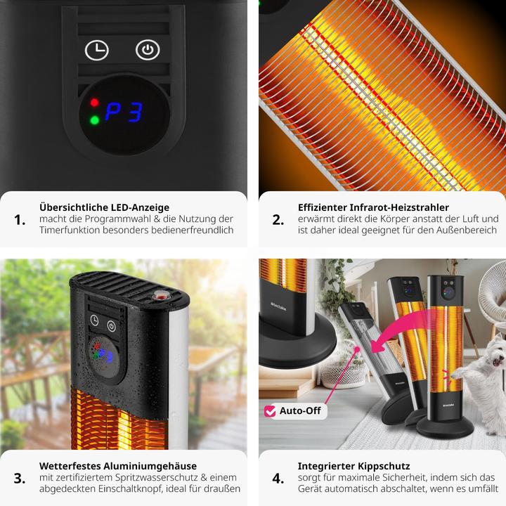 Image du produit tectake Chauffage infrarouge Solaris Terra 1500W avec minuterie (1500 W)