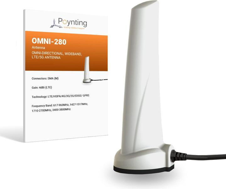 Produktbild Poynting A-OMNI-0280-02-V1 - Omnidirektionale LTE + 5G SISO-Antenne für alle Wetterlagen