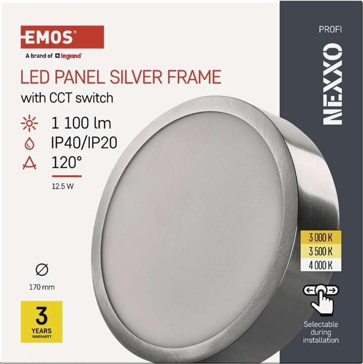 Immagine prodotto Emos Lampada LED a plafone NEXXO, rotonda, argento, 12,5W, con Change CCT (1100 lm)