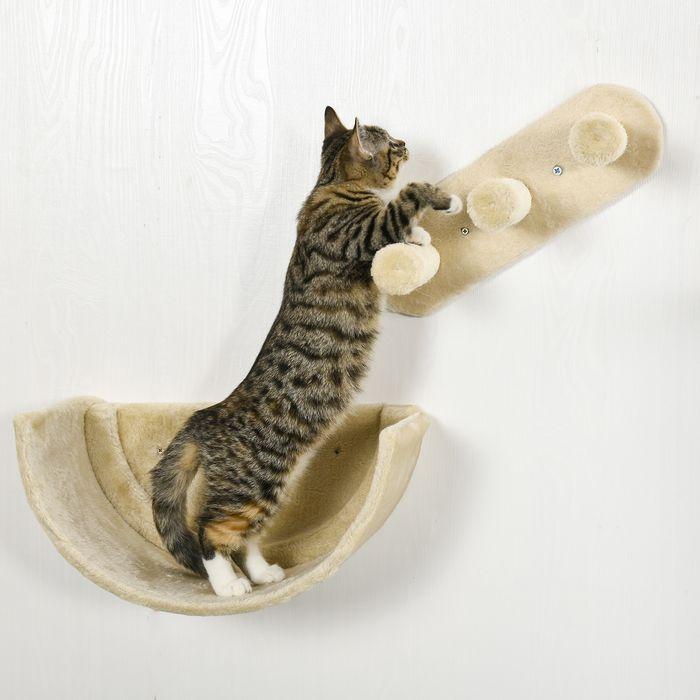Image du produit Swisshandel24 Katzen Kletterwand 4 tlg, Katzenkratzbaum inkl. Klettern, bis 5kg (23.50 cm, Beige)