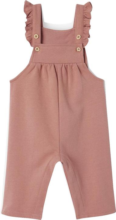 Actual product image Vertbaudet Girls' baby sweat dungarees with frills, organic cotton (62)