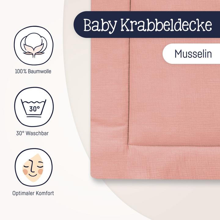 Actual product image Julius Zöllner Crawling blanket muslin, Dusty Rose