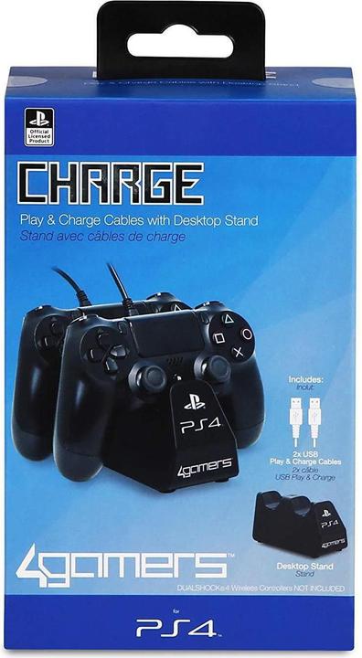 Actual product image 4Gamers Dual Play & Charge Cable with Desktop Stand (PS4)