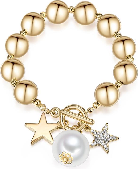Produktbild Lulu & Jane Damen Stern Metall-Legierung Glas Perle (synth.) gelbgold - 29599 (20 cm, Metall-Legierung)